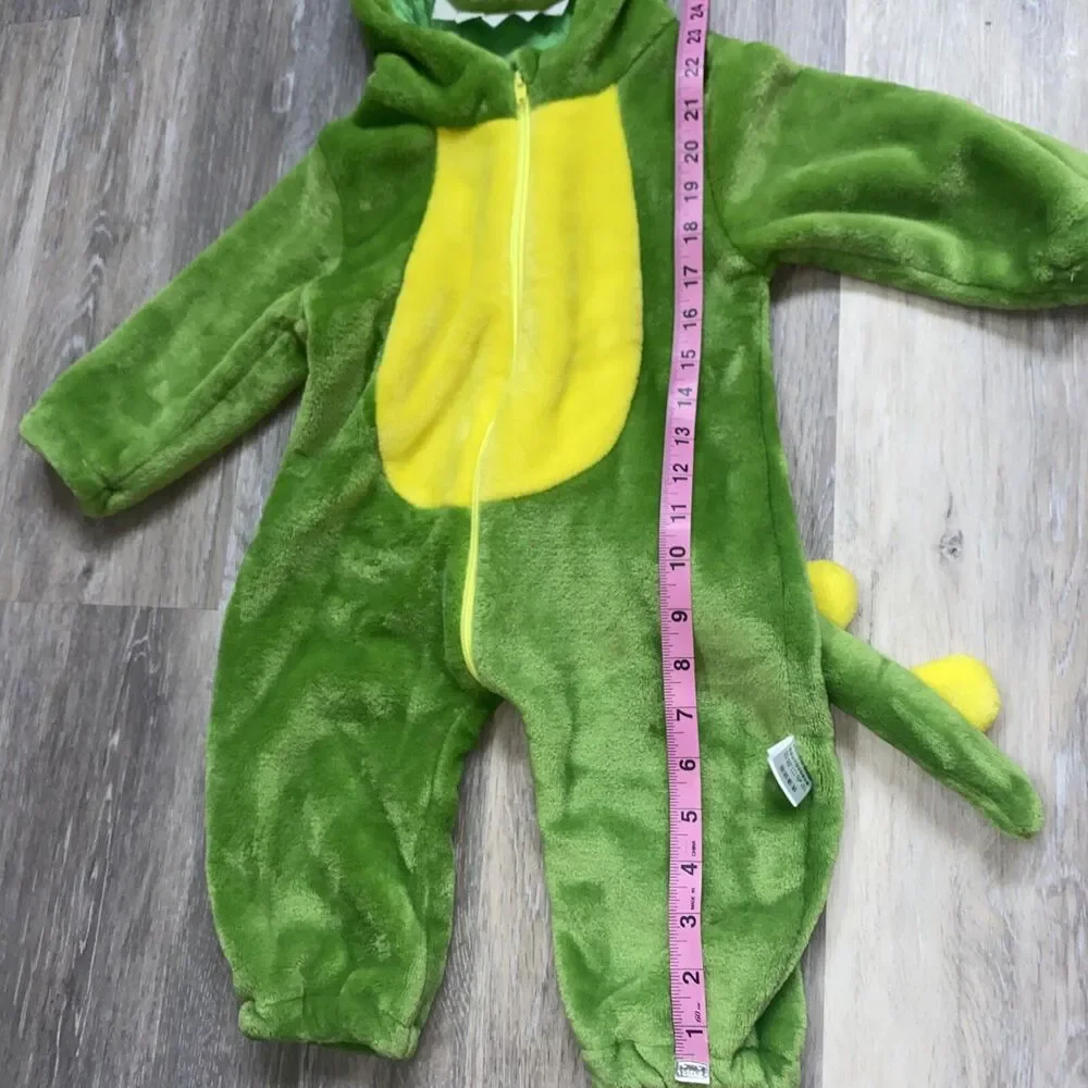 Baby/Toddler Green Dinosaur Costume Hooded Plush Jumpsuit 6-12 Months 73/48